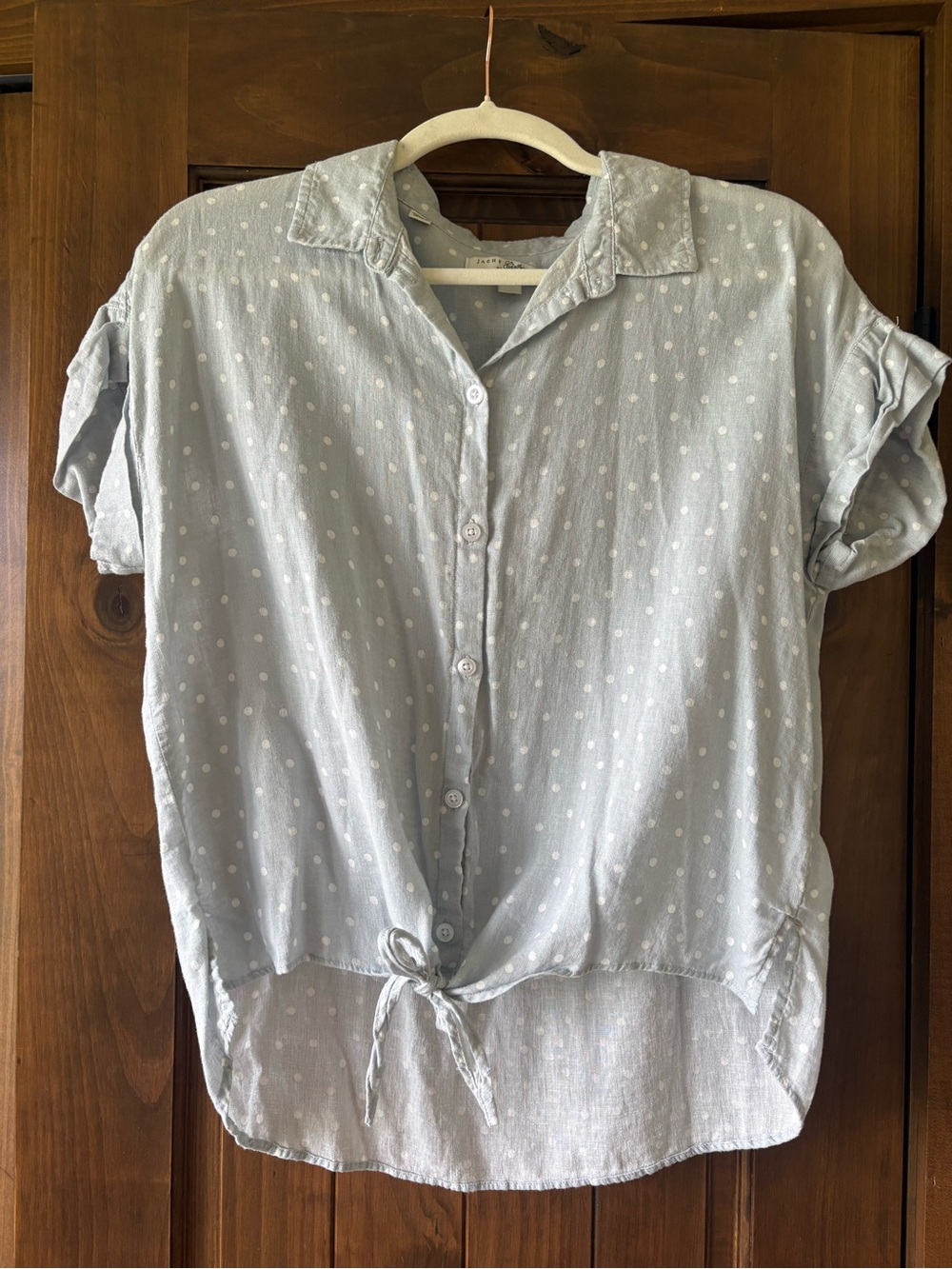 JACHS Girlfriend Light Blue Polka Dot Button Shirt